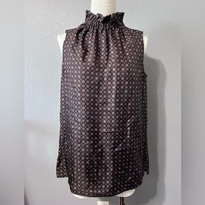 Lafayette 148 New York 100% Silk Sleeveless Top Blouse Black/Red/Gray Sz XS EUC